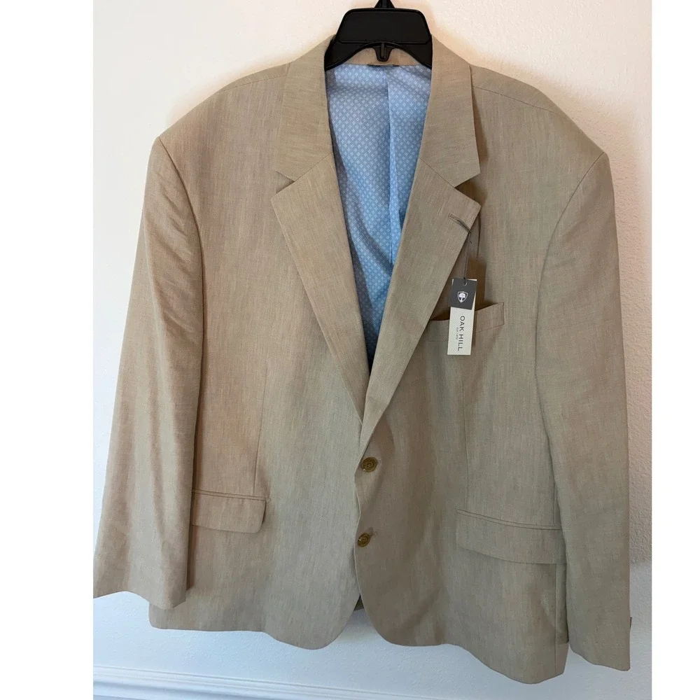 Oak Hill DXL Mens 3XL Blazer Sport Coat Flax Tan Two Button Notch Lapel NWT